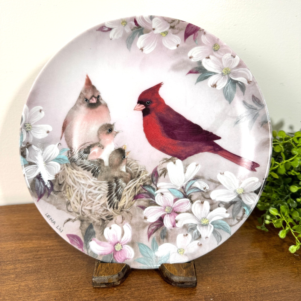 Morning Serenade Cardinal Birds Decorative Collector Plate Lena Liu 1989 Nature